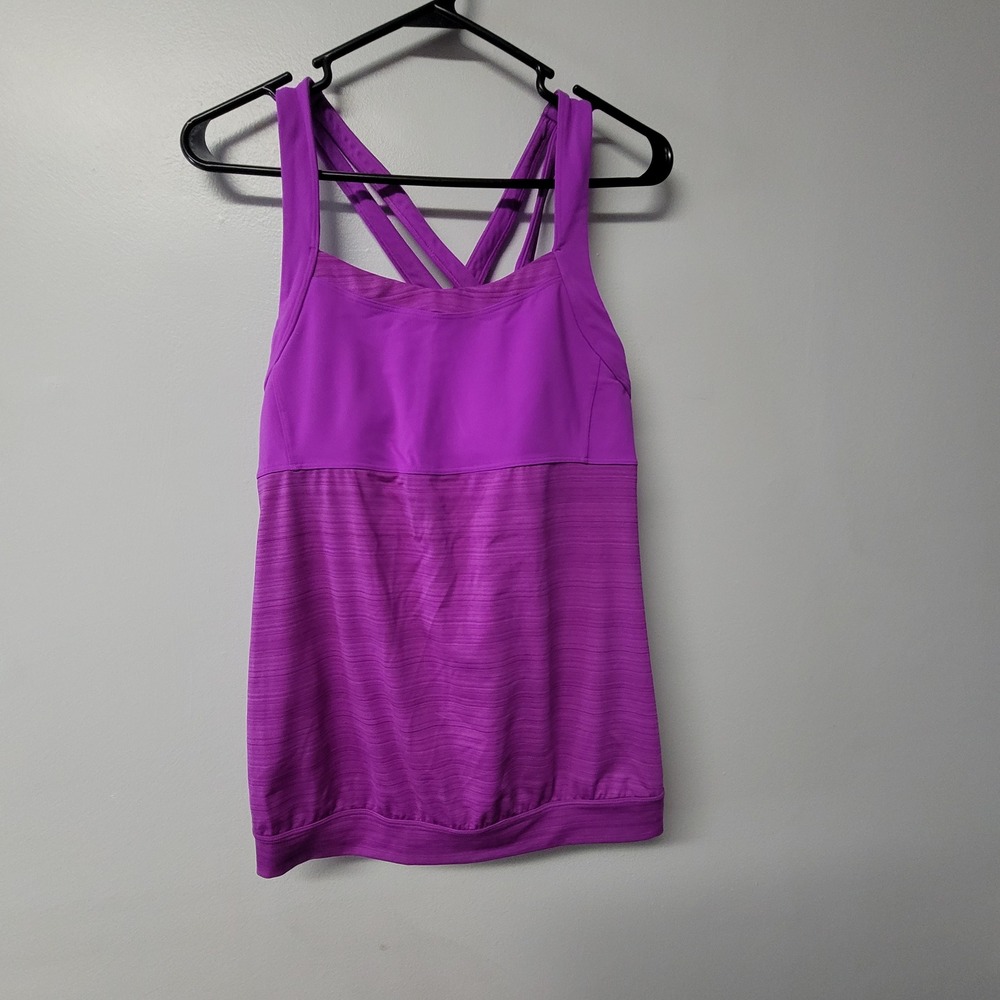 Athleta Purple Criss Cross Back Workout Tank Top Womens Sz M Athletic Athleisure